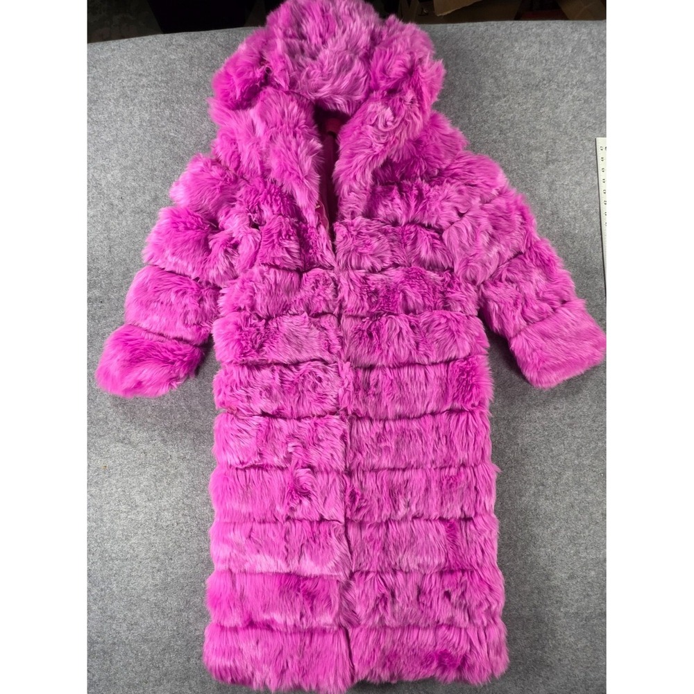 Azalea Wang Pink Jenny Luxe Longline Faux Fur Teddy Coat Size M